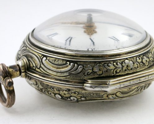 Silver repousse pocket watch