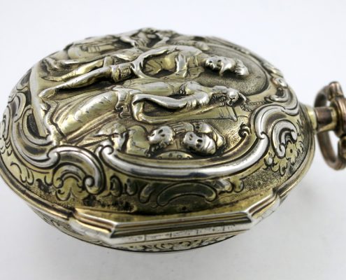 Silver repousse pocket watch