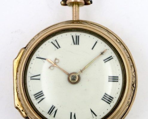 Gold repousse cased verge pocket watch by William Howard, London