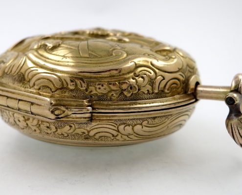 Gold repousse cased verge pocket watch by William Howard, London