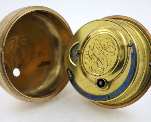 Gold & shell cylinder pocket watch by John Hunt, London