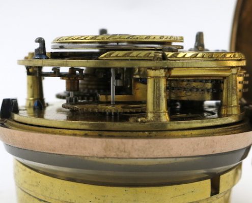 Gold & shell cylinder pocket watch by John Hunt, London
