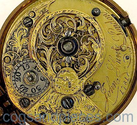 IMG_8161 Gold & shell cylinder pocket watch by John Hunt, London