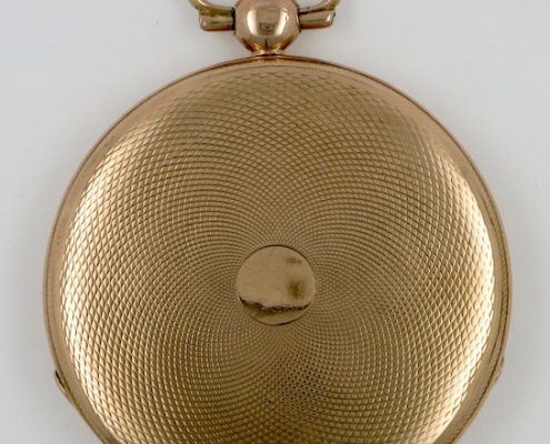 Gold, jump hour cylinder pocket watch