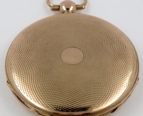 Gold, jump hour cylinder pocket watch