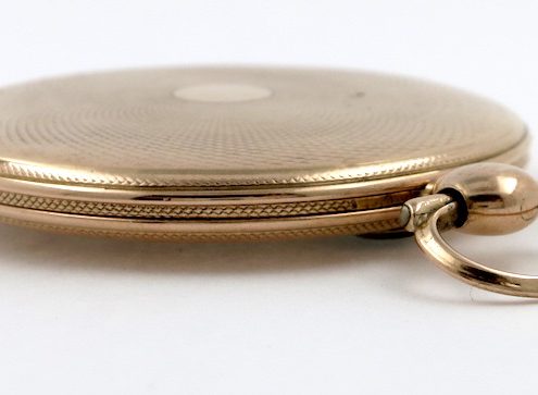 Gold, jump hour cylinder pocket watch