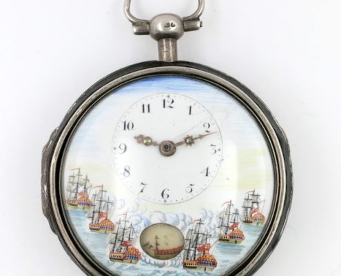 Automaton dial with naval scene