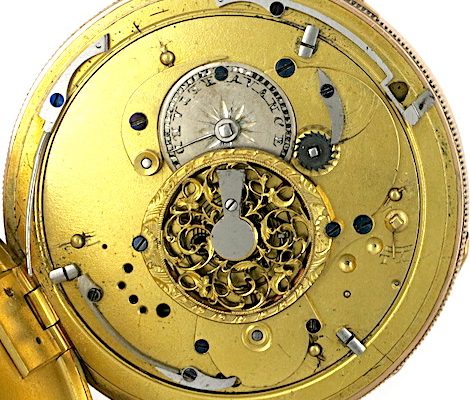 Gold repeating cylinder pocket watch