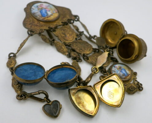 Gilt & enamel chatelaine