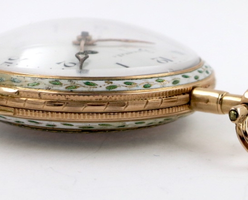 Swiss Gold Enamel Watch Cylinder
