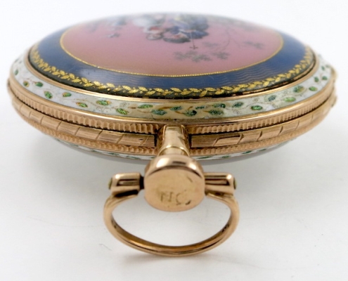 Swiss Gold Enamel Watch Cylinder