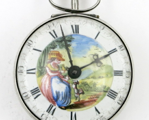 polychrome dial verge pocket watch