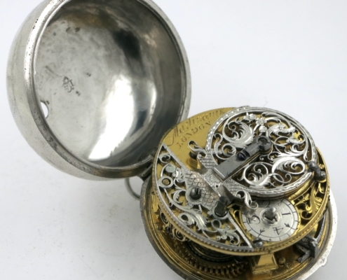 Silver & enamel triple cased pocket watch