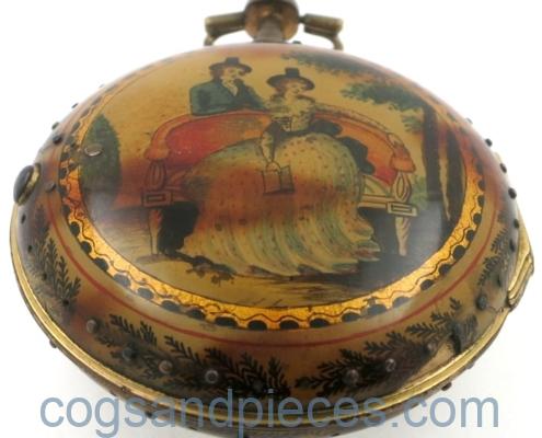 Thompson underpainted horn pocket watch