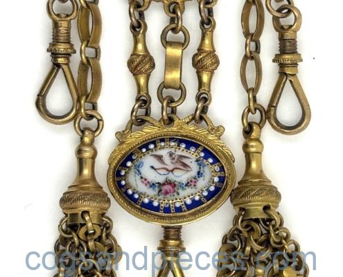 Gilt enamel chatelaine