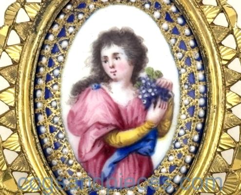 Gilt enamel chatelaine