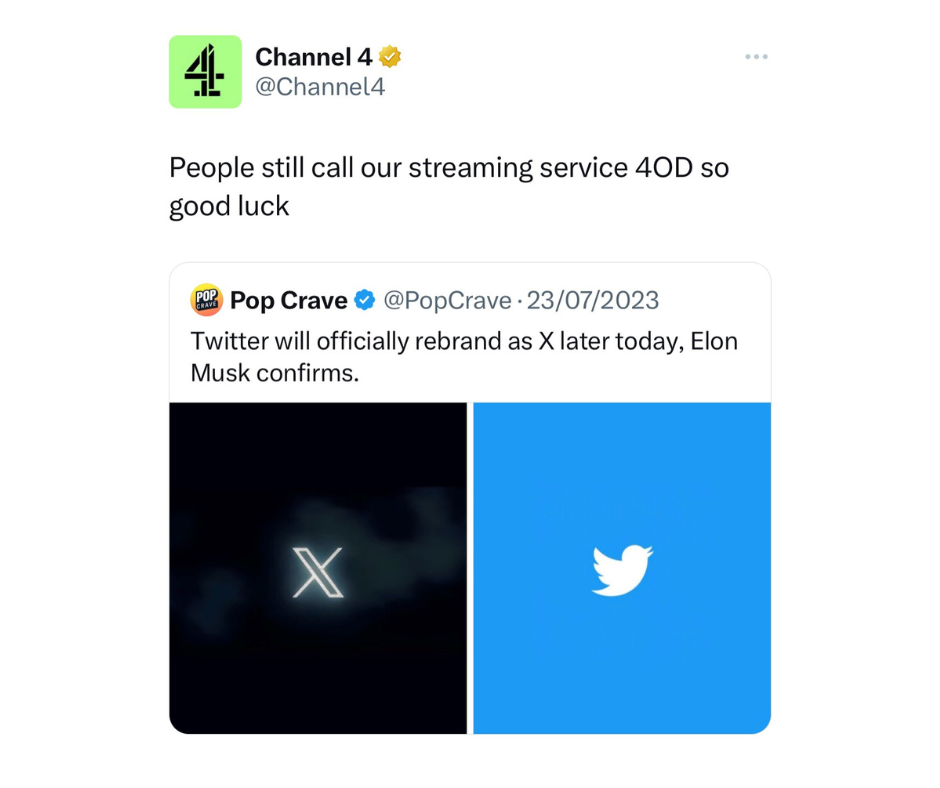 Tweet from channel 4