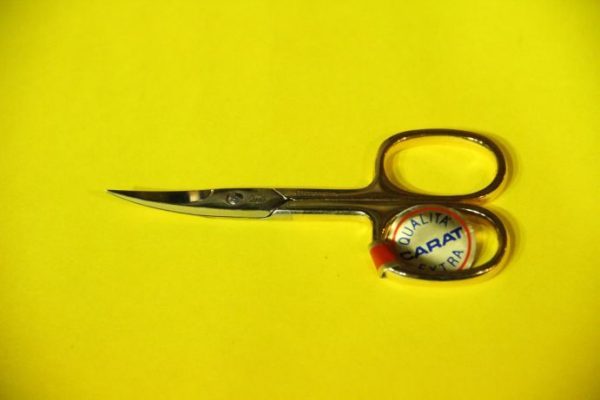 Forbice Per Unghie In Acciaio Nichelato Con Lama Curva E Manici Dorati