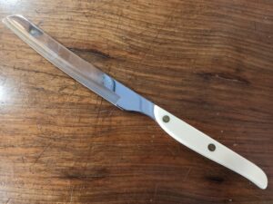 Coltello Salumi, Lama INOX Manico Celluloide Bianca