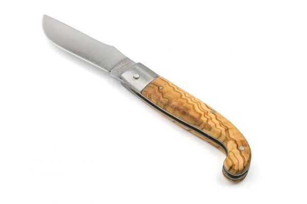 Coltello Zuava Manico Legno di Ulivo Testina Acciaio satinato cm 16