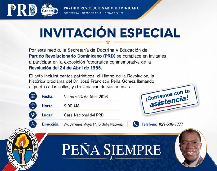 La organización política recordó que el PRD desempeñó un papel protagónico en la Revolución de Abril de 1965