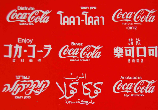 Coca-Cola logo in multiple languages