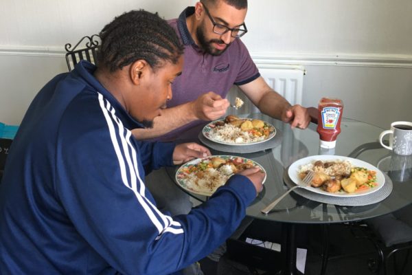 Leo spending quality time over lunch with service user