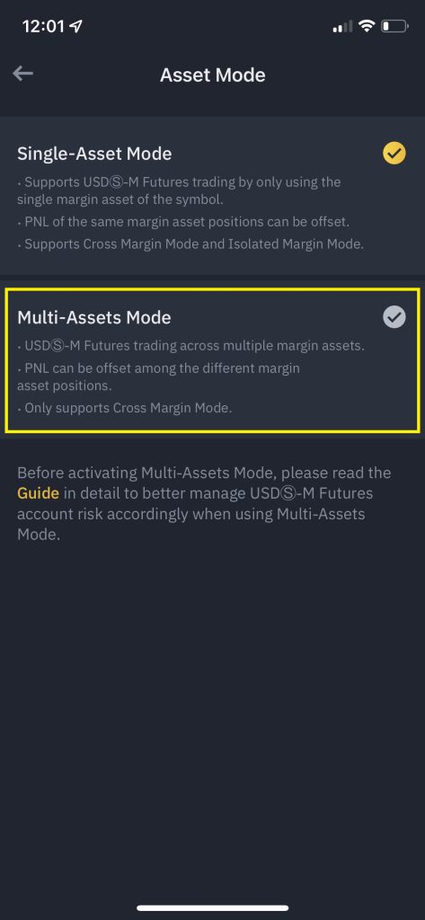 Binance Futures Multi-Asset Mode Mobil App