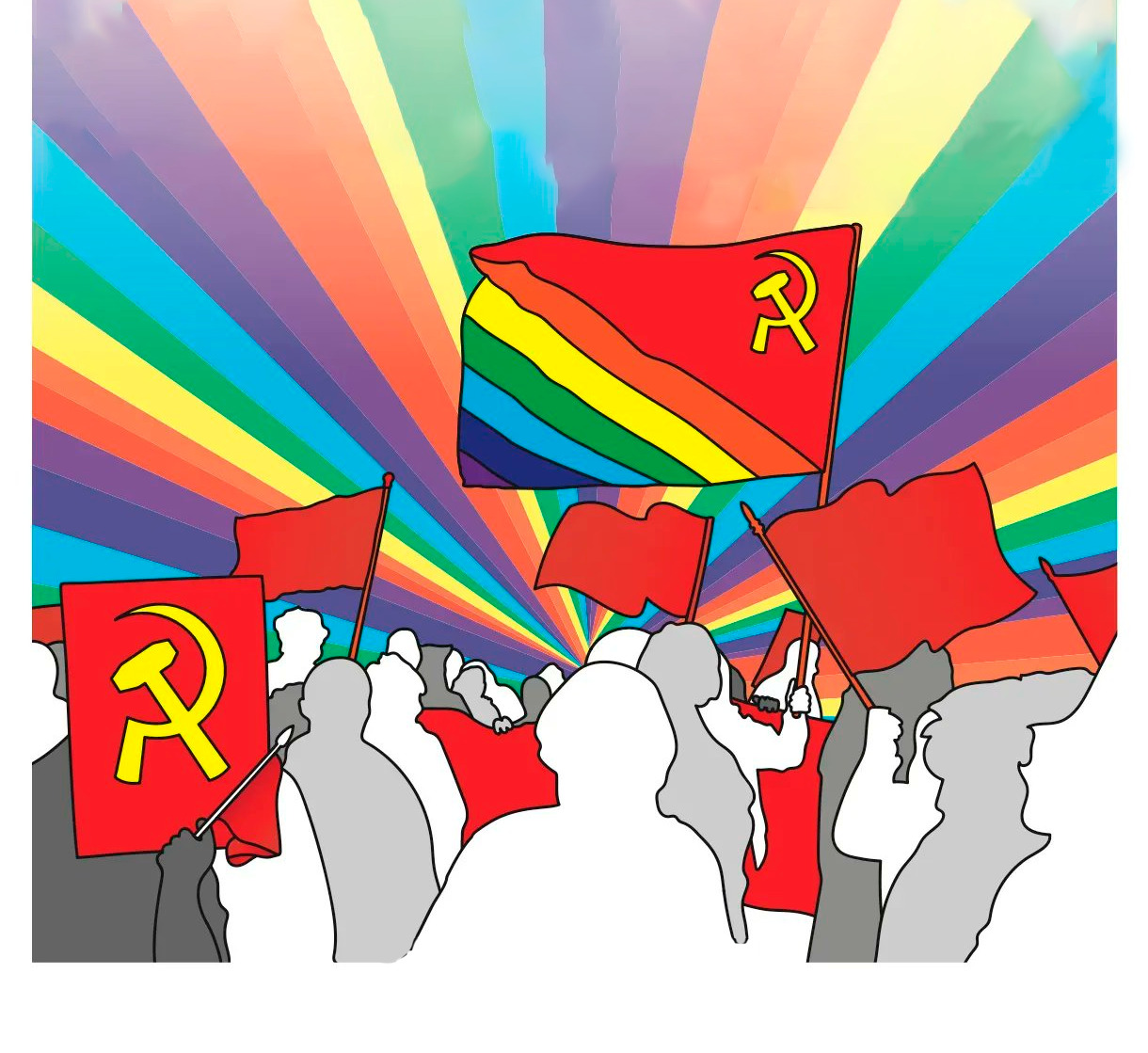 revolução lgbt, bandeira soviética com simbolo lgbt