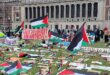 Columbia reinstated Gaza Solidarity Encampment Palestinian flags