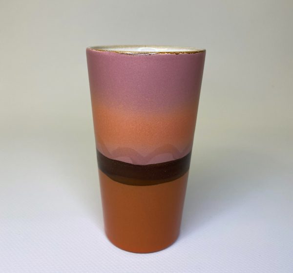 mug céramique style année 70 rose et orange fini à la mains