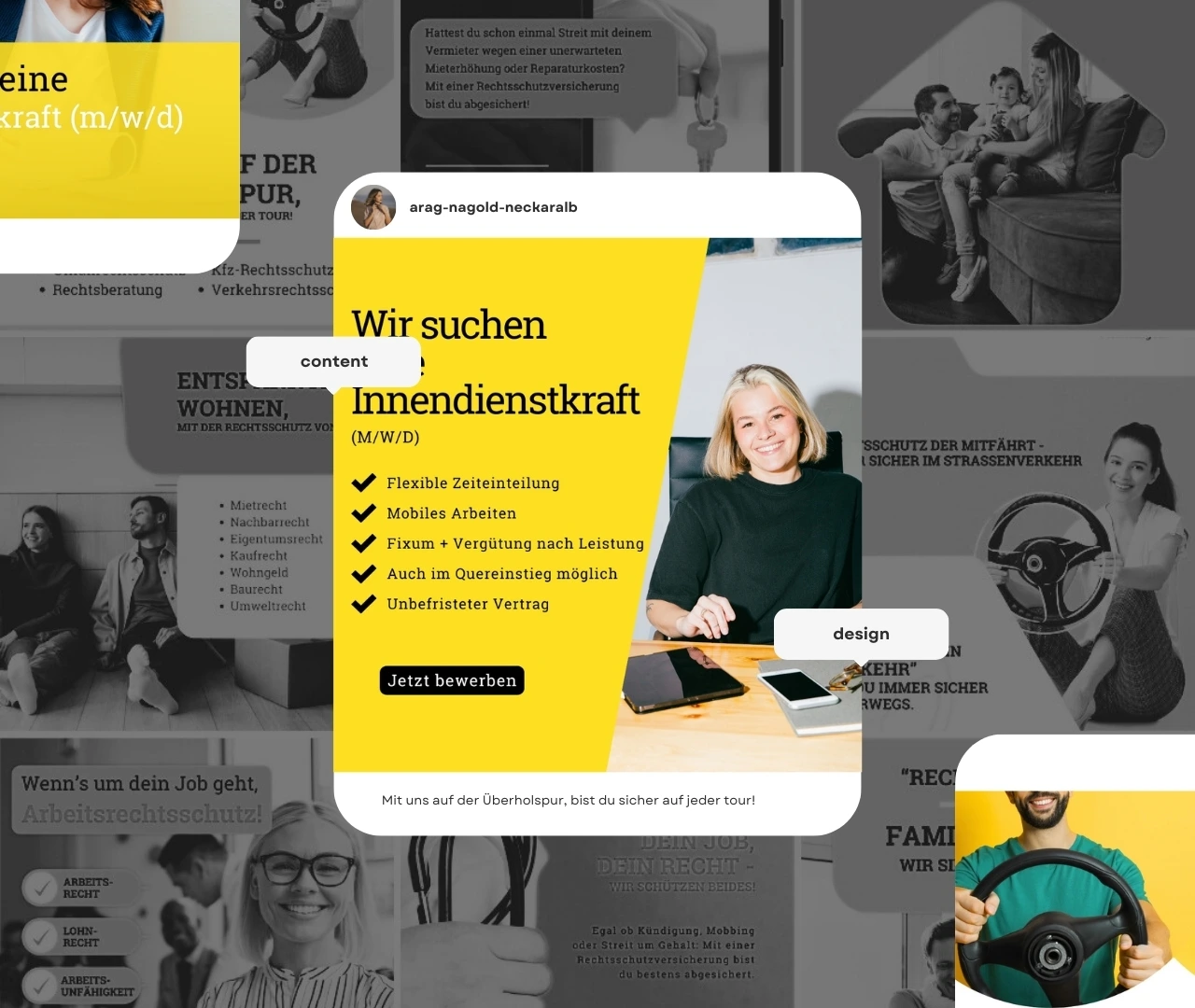 Content Designs für die Mitarbeitergewinnung für die für ARAG Nagold-Neckaralb