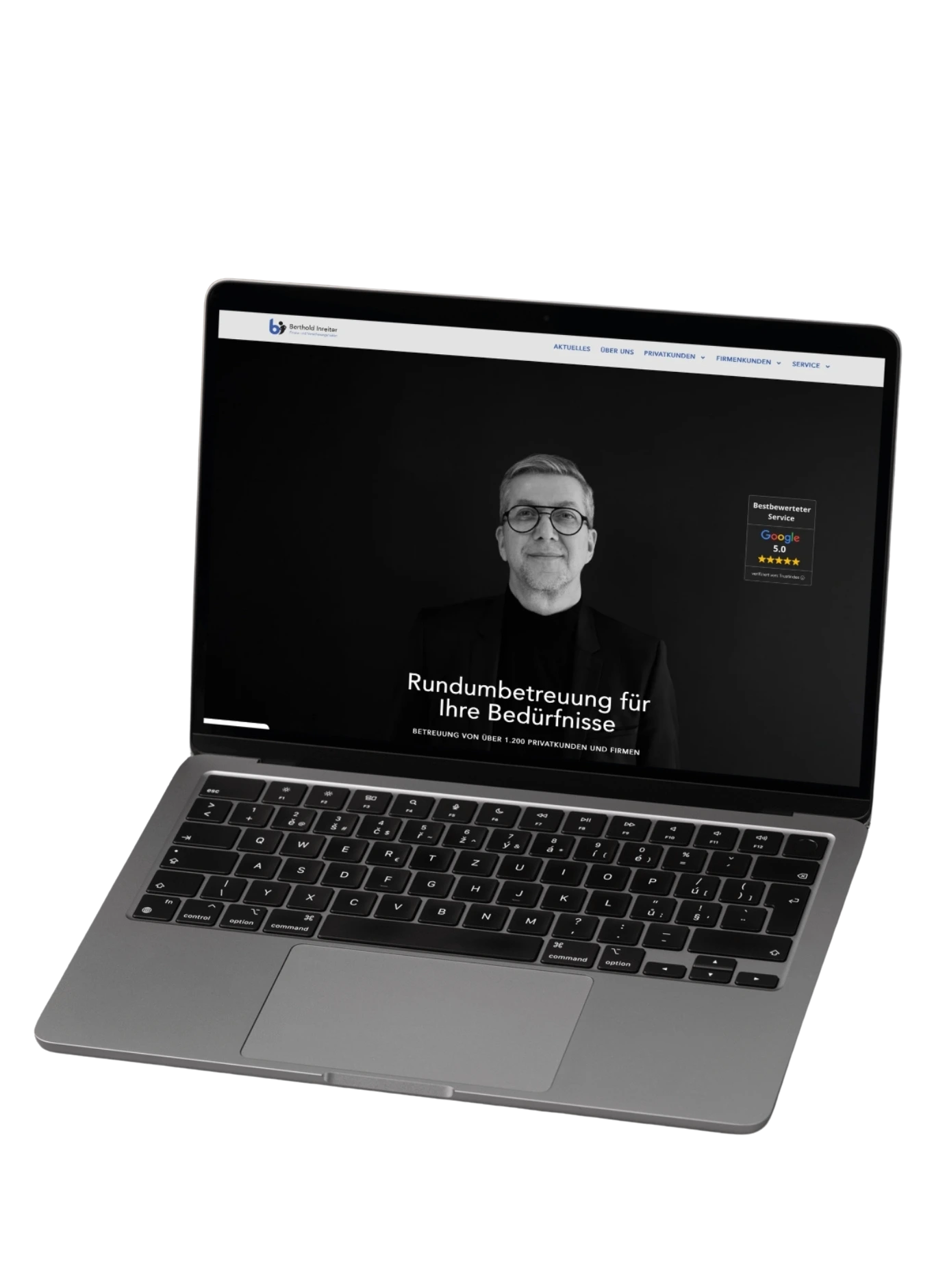 Webdesign der Startseite für Berthold Inreiter