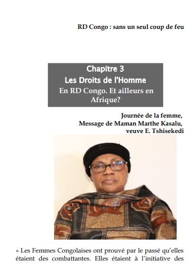 Journée internationale des droits des femmes. Il y a trois ans, La veuve Etienne Tshisekedi écrivait….