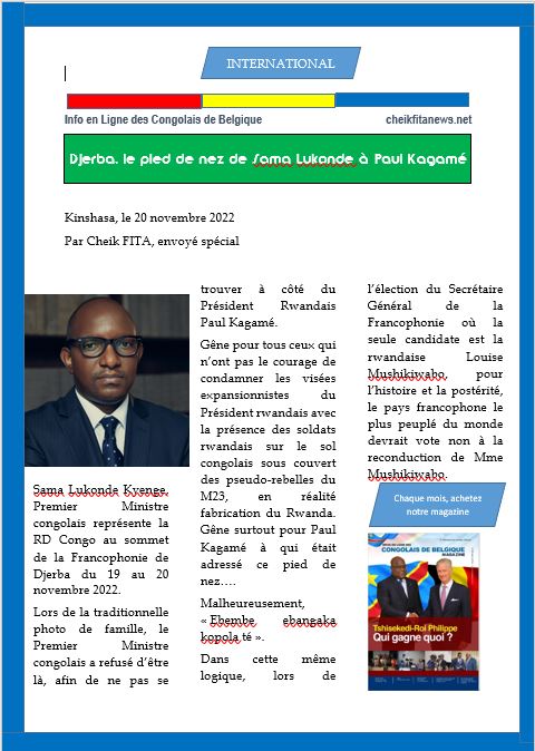 Djerba, le pied de nez de Sama Lukonde à Paul Kagamé Djerba, le pied de nez de Sama Lukonde à Paul Kagamé