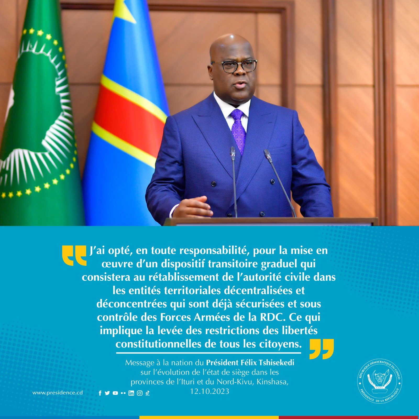 Paix à l’Est. Félix Tshisekedi décide d’alléger le dispositif de l’état de siège Paix à l’Est. Félix Tshisekedi décide d’alléger le dispositif de l’état de siège