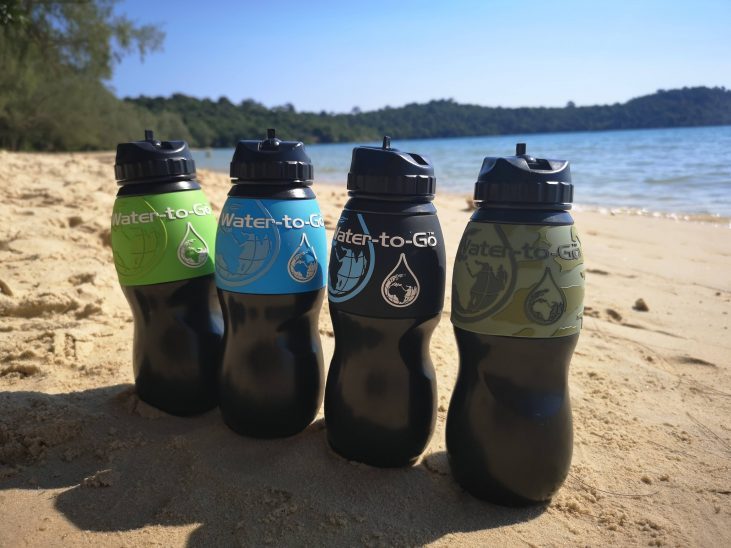 Water-To-Go bottles on Koh Ta Kiev Beach