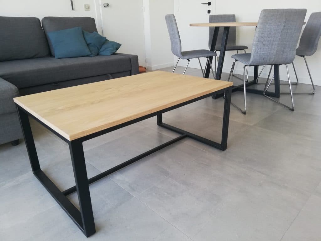 salontafel staal eik