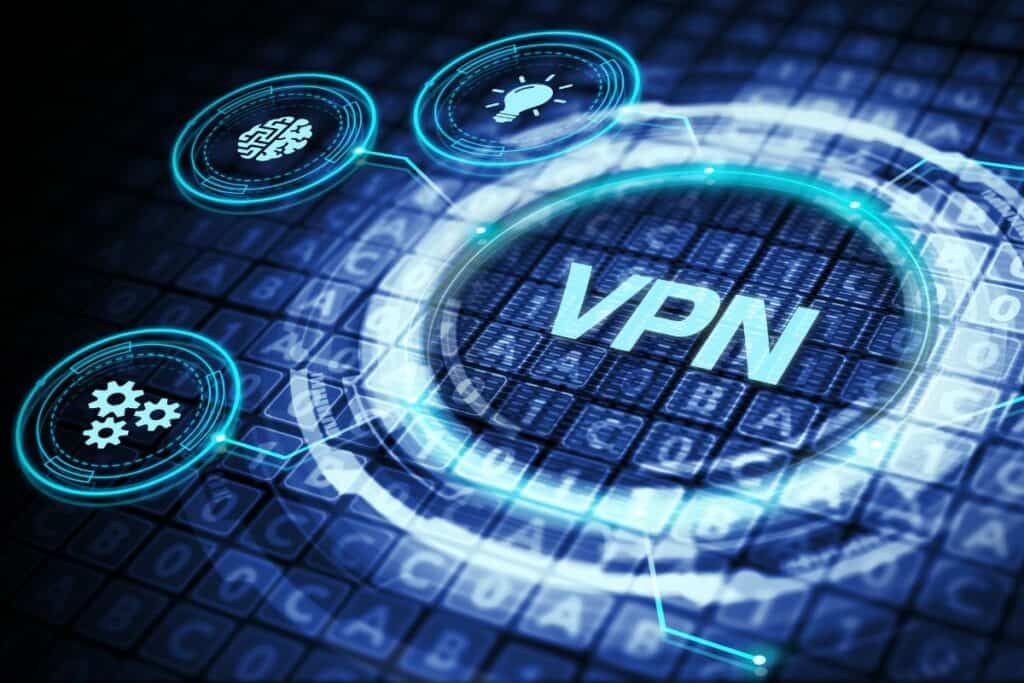 VPN blå grafisk som illustrerar dataskydd