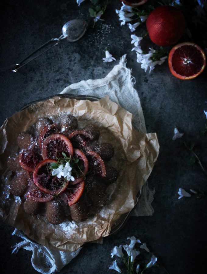 chokladsockerkaka med blodapelsin