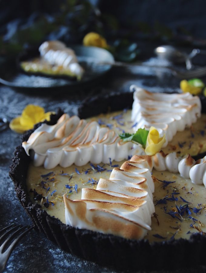 no-bake citron maräng paj med Oreo