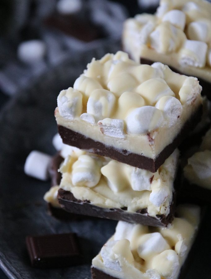 choklad fudge med mini marshmallows