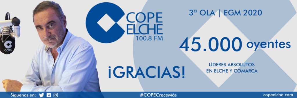 Cope Elche líder de audiencia a nivel local con 45.000 oyentes – COPE Elche  – 100.8 FM