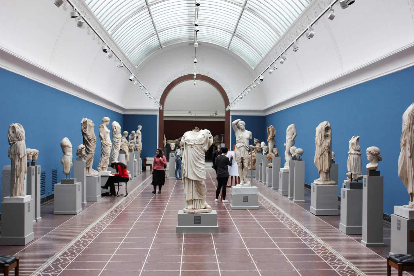 Museum with ancient statues.