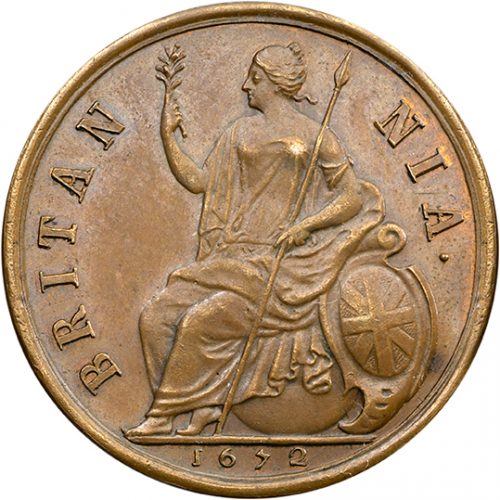 Farthing of Charles II (1630-1685). Britannia Seated on a Globe