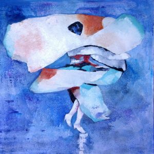 Loïe de sable bleu est une peinture de Corinne Malfreyt inspirée par Loïe Fuller.