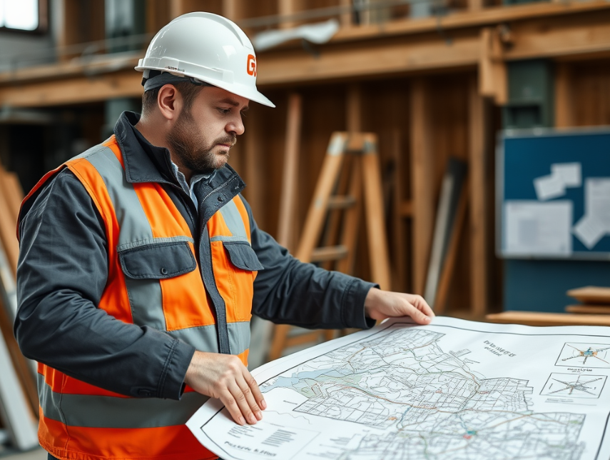Cork concrete professional discussing local site planning with a client.