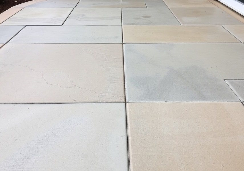 Expansion joints placed to prevent cracks in residential concrete slab.