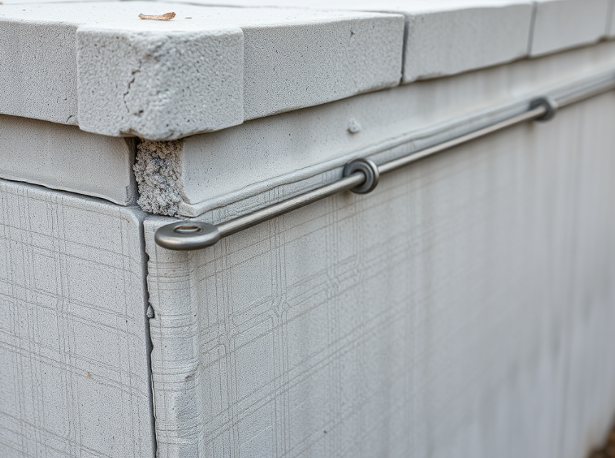 Steel-reinforced concrete foundation slab showing durability and strength.