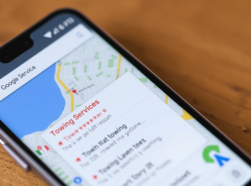 Google Maps search showing top-rated affordable towing companies in Cork.